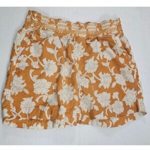 Briggs Women's Linen Rayon Floral Smocked Waist Shorts Size S